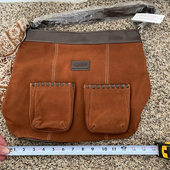 NWT Tignanello Genuine Leather Suede Cognac Hobo Bag - Picture 6 of 10
